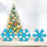 Whaline 10Pcs Christmas Snowflake Wooden Cutouts 2 Design Unfinished Snowflake Table Wooden Signs DIY Tiered Tray Decor for Christmas Winter Home Whaline