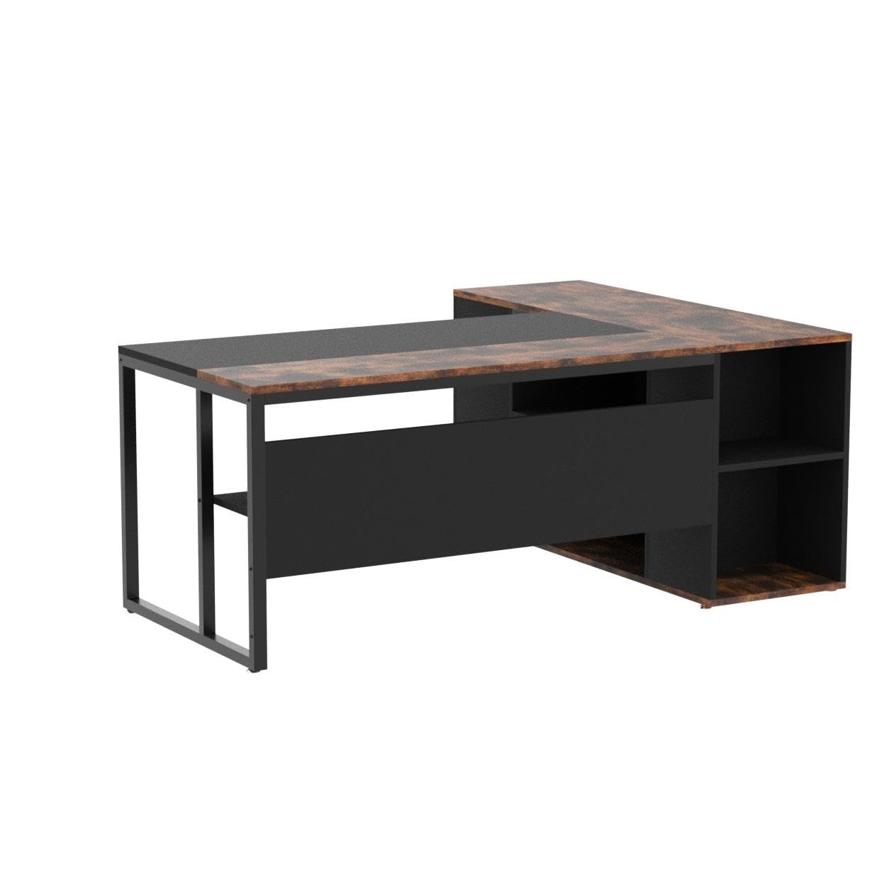 Tribesigns 71 inch Executive Desk, L Shaped Desk with Cabinet Storage, Executive Office Desk with Shelves, Business Furniture Desk Workstation for - WoodArtSupply