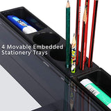 Yaheetech Drawing Desk Adjustable Glass Drafting Study Table For Diamond/Versatile Art Craft Station w/ 2 Slide Rolling Wheels and Drawers for Artist Yaheetech