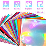 GIRAFVINYL Assorted Vinyl Bundle 12” x 12”,21 Sheets/Pack Holographic Vinyl Permanent Vinyl Adhesive for cricut,DIY Crafts,Home Decor and Tumblers GIRAFVINYL
