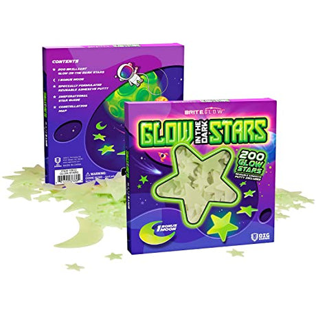 Glow in The Dark Stars with Planets & Constellation Map Sticky Putty Stickers Outer Space Christmas Stocking Stuffer Gift WoodArtSupply