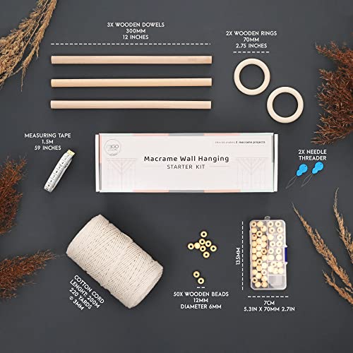 MIGO Creates Macrame Kits for Adults Beginners: DIY Macrame Kit with 220 Yards Macrame Cord and 58pcs Macrame Supplies. E-Book Tutorial for 5 Macrame MIGO Creates