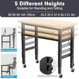 LARBANKE 48" Adjustable Workbench,Rubber Wood Workstation with Graduated Lines,Heights from 33.5” to 41.3”,2000 LBS Load Capacity Hardwood LARBANKE