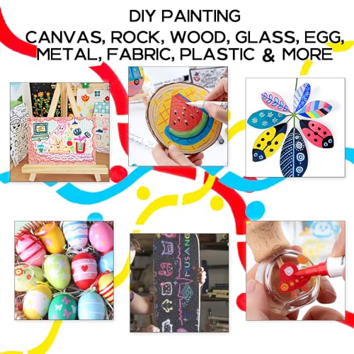 TRANSON 12 Colors Acrylic Paint Marker Pen Set Fine and Brush Dual-tip for Canvas Rock Wood Leather Ceramic DIY Painting TRANSON