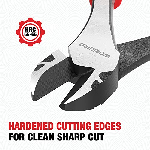 WORKPRO 8 Inch High Leverage Diagonal Pliers, Wire Cutters Heavy Duty in CRV Steel, Diagonal Cutters for Cutting Wires WORKPRO