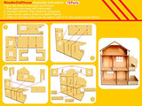 StonKraft Wooden 3D Puzzle Doll House - Home Decor, Construction Toy, Modeling Kit, School Project - Easy to Assemble (Doll House with Furniture) StonKraft