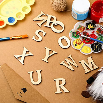 Hicarer 52 Pieces 1.8 Inch Capital Wooden Letters, Wood Alphabet Letters for Crafts, Wood Letters Sign Decoration, Unfinished Wooden Craft Letters