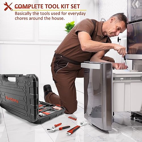 Sundpey Home Tool Kit 148-Pcs - Household Basic portable Hand Repair Tool Set with Case & Ratcheting Screwdriver & Hex Key & Pliers & Wrench & Sundpey