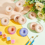 OLYCRAFT 20Pcs Wood Craft Wheels 2x0.5 Inch Unfinshed Wooden Wheels Small Wood Wheels Treaded Wooden Tools Wheel with 0.2 Inch/6mm Hole for DIY Small OLYCRAFT