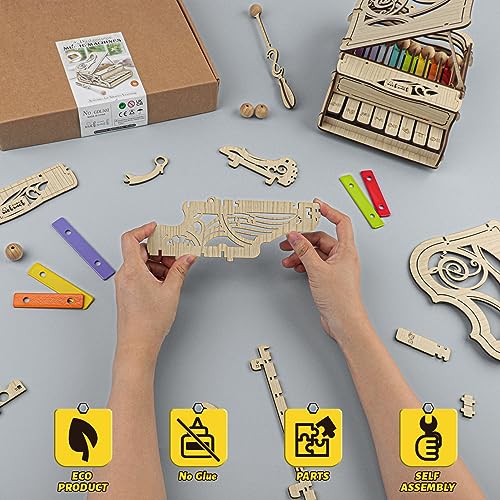 nicknack 3D Wooden Model Kits Assembly Piano Mechanical Music Model Wooden Puzzle for Teens and Adults nicknack