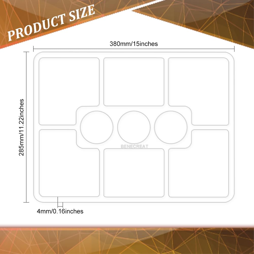 BENECREAT 9 Pocket Acrylic Valet Tray Router Templates for Woodworking 15×11.2×0.2inch Clear Router Inlay Template Rectangle Acrylic Router Jig DIY BENECREAT
