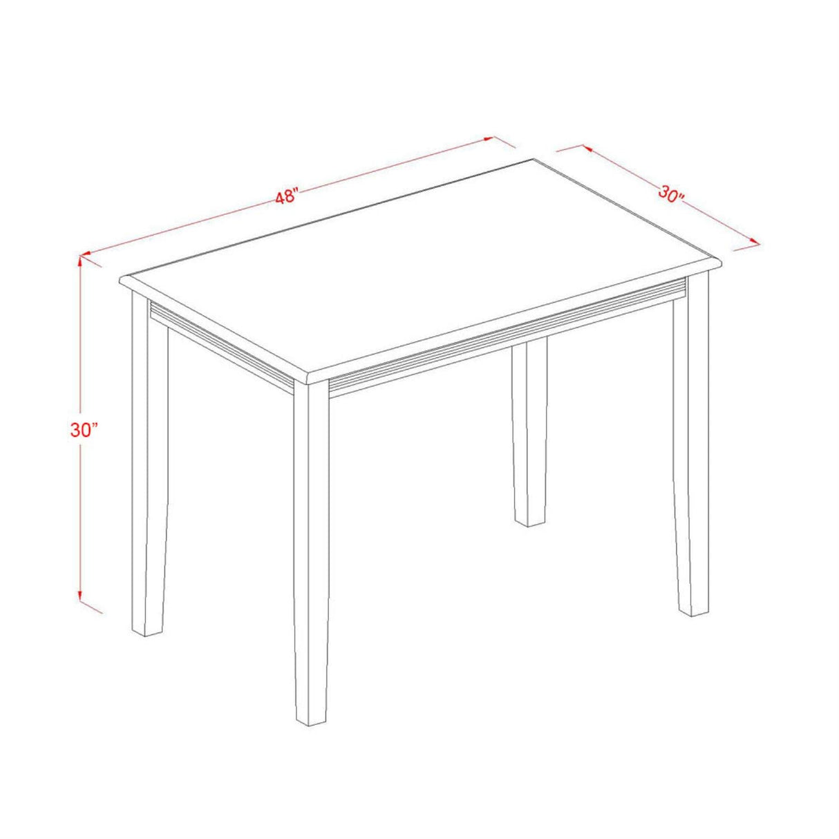 East West Furniture YAT-ANA-T Yarmouth Rectangle Kitchen Dining Table, 30x48 Inch, Natural East West Furniture