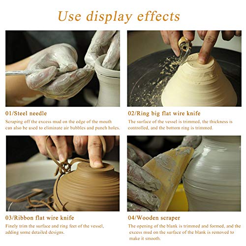 8 Pieces Wooden Pottery Sculpting Clay Cleaning Tool Set, Includes Clay Cutting, Modeling, Trimming Tools, for Beginner Level Pottery and Smoothing, Zlulary