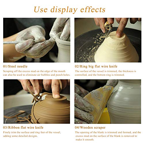 8 Pieces Wooden Pottery Sculpting Clay Cleaning Tool Set, Includes Clay Cutting, Modeling, Trimming Tools, for Beginner Level Pottery and Smoothing,