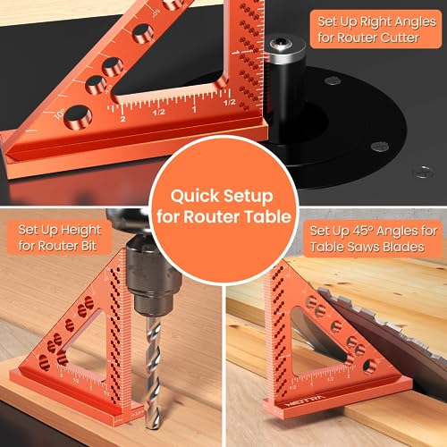 Neitra Small Square Ruler with Fixed Angle Pin, Accurate Compact Aluminum Alloy Mini Squares with Laser Etched Markings, Includes a Mechanical Pencil - WoodArtSupply