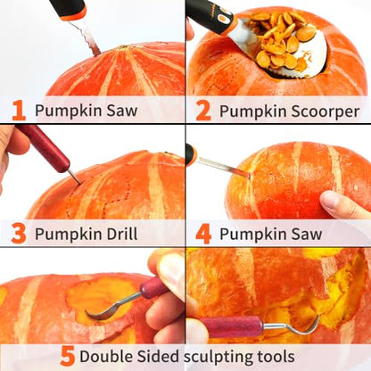 WeKit Pumpkin Carving Kit for Adults & Kids with Professional Detail Sculpting Tools11 PCS - WoodArtSupply