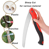 WEIMELTOY 10 Inch Heavy Duty Pruning Saw, Folding Hand Saw with SK5 Curved Blade, Triple-cut Razor Teeth Used for Trees Wood Cutting Camping WEIMELTOY