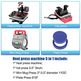 AKEYDIY Upgraded 5 in 1 Heat Press Machine Digital Combo Sublimation Heat Transfer Machine12" X 15"Swing Away Shirt Printing Sublimation Machine AKEYDIY