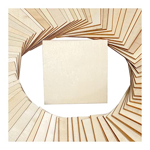 3 Inch 72 Pack Wooden Square Tiles Unfinished Wood Cutouts for Crafts Burning Painting Cregugua