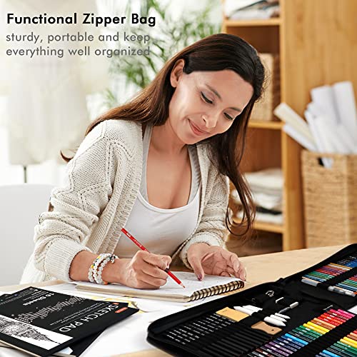 Shuttle Art 116 PCS Drawing Kit, Complete Drawing Supplies with Sketch Pencils, Colored Pencils, Graphite, Charcoal Sticks, Professional Drawing Shuttle Art