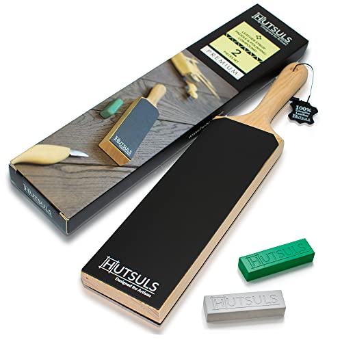Hutsuls Leather Strop for Knife Sharpening - Get Razor-Sharp Edges with 3" x 9" Double Sided Paddle Strop Block, Easy to Use Knife Strop with Hutsuls