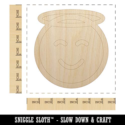 Angel Face Halo Emoticon Unfinished Wood Shape Piece Cutout for DIY Craft Projects - 1/4 Inch Thick - 6.25 Inch Size