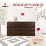Prepac Fremont Bedroom Furniture: Espresso Double Dresser for Bedroom, 6-Drawer Wide Chest of Drawers, Traditional Bedroom Dresser, EDC-6330-V, 59"W Prepac