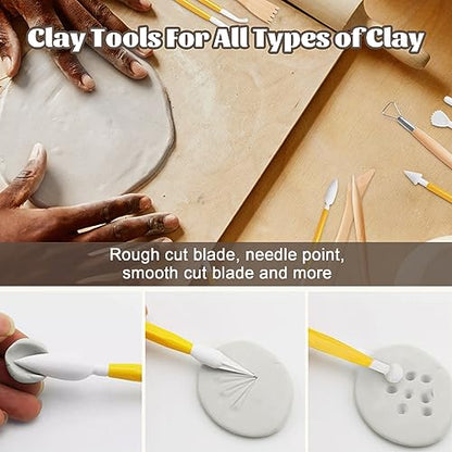 Air Dry Clay for Adults, Air-Dry Clay Starter Kit for Beginners Clay Kit, Home Made Pottery Set, DIY Air-Dry Clay Kit, Pottery Kit w/Paint Set, - WoodArtSupply