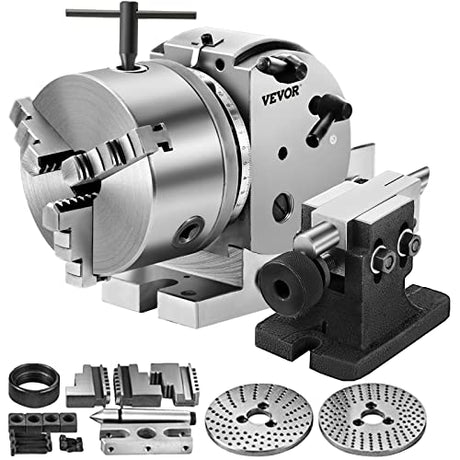 Mophorn Dividing Head BS-0 5Inch 3 Jaw Chuck Dividing Head Set Precision Semi Universal Dividing Head for Milling Machine Rotary Table Tailstock Mophorn