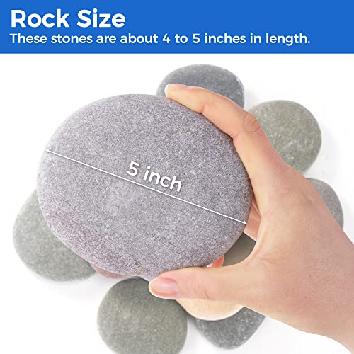 ROCART 12 Extra Large Smooth River Rocks for Painting, Flat Painting Rocks About 4 to 5 Inches in Length Perfect for Kindness Stones, Arts and