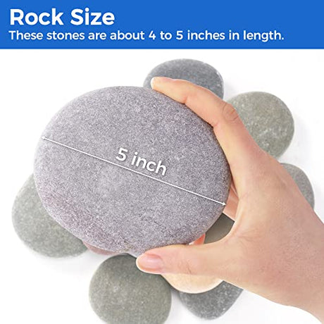 ROCART 12 Extra Large Smooth River Rocks for Painting, Flat Painting Rocks About 4 to 5 Inches in Length Perfect for Kindness Stones, Arts and ROCART
