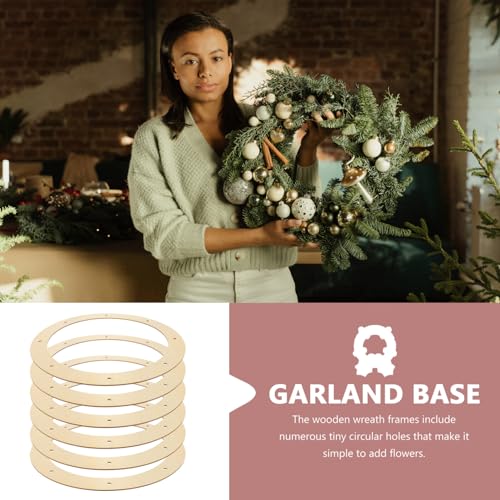 SEWACC 6pcs Wreath Form Rack Craft Floral Ring Floral Hoop Centerpiece Xmas Wreath Frame Wooden Wreath Frame Unfinished Round Metal Hoop Christmas