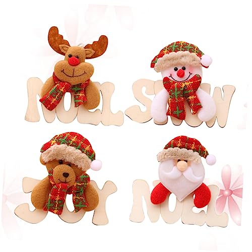 Anneome 4 Pcs Christmas Tree Hanging Pendant Unfinished Wooden Ornaments Christmas Hanging Pendant Letter a Ornament Santa Claus Accessories Anneome