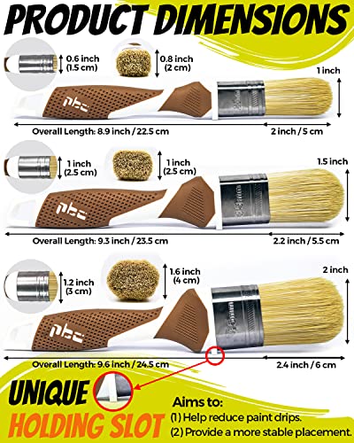 Pinstone 3 Pack Paint Brush Combo (PBC), 1", 1.5" and 2", Premium Synthetic Bristles, Soft Grip Handles, Expert Level Paint Brushes PinStone