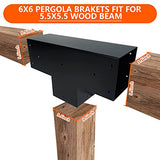 ITeVe.GD Pergola DIY Kit,2 Pcs 3-Way T-Angle Corner Brackets Elevated Wood Stand with Screws for 6"x6"(Inner Size:5.5"x5.5") Wood ITeVe.GD
