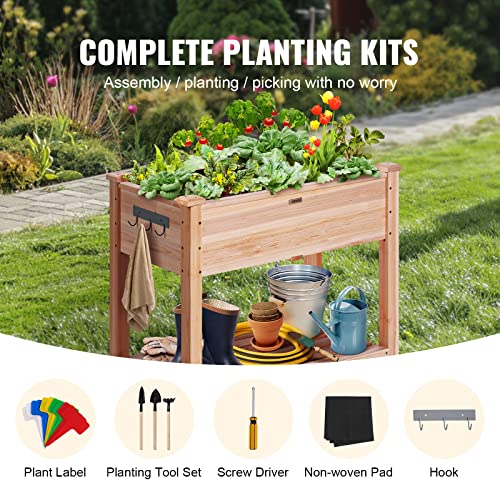 VEVOR Raised Garden Bed 34x18x30in with Sturdy Legs, High End Natural Fir Wood Planter Box Elevated Planting Stand for Backyard/Garden/Patio/Balcony VEVOR