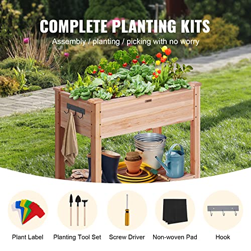 VEVOR Raised Garden Bed 34x18x30in with Sturdy Legs, High End Natural Fir Wood Planter Box Elevated Planting Stand for Backyard/Garden/Patio/Balcony