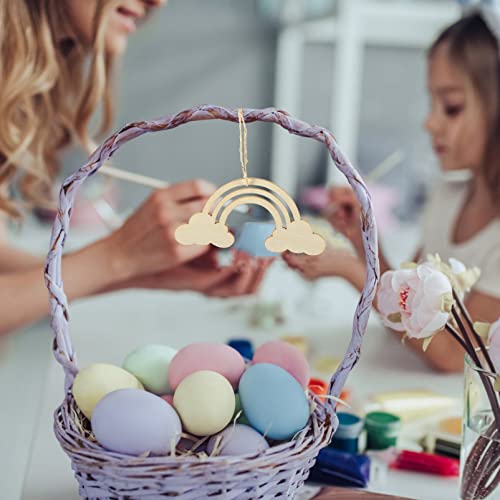 Unfinished Wooden Rainbow Cutouts: 20PCS Rainbow Wood DIY Craft Shapes Ornaments Blank Wood Slices Embellishments for Wedding Birthday Christmas EXCEART