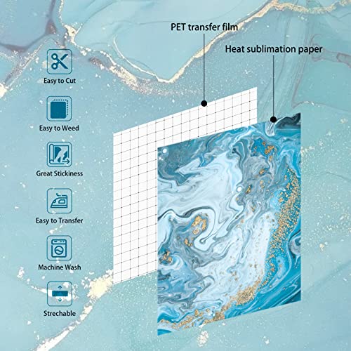 12pcs Infusible Transfer Ink Sheets, 12 x 10 Inch Marble Printable Sublimation Paper Infusable Heat Transfer Vinyl for Mug Press T-Shirts Bags HooAMI