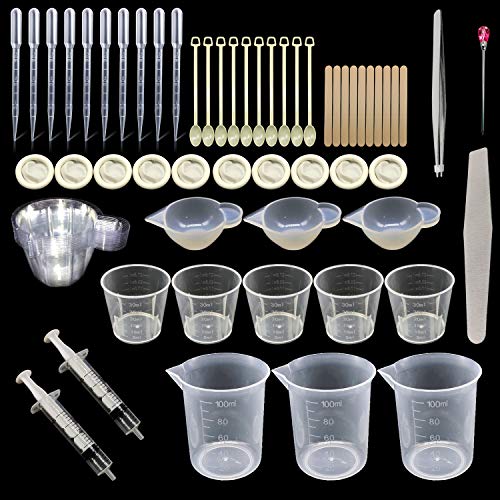 Woohome 66 PCS Epoxy Resin Tools Kit, Silicone Mold Tool Included Measuring Cup, Silicone Mixing Cups, Tweezers with Mixing Sticks, Dropping Pipette, - WoodArtSupply