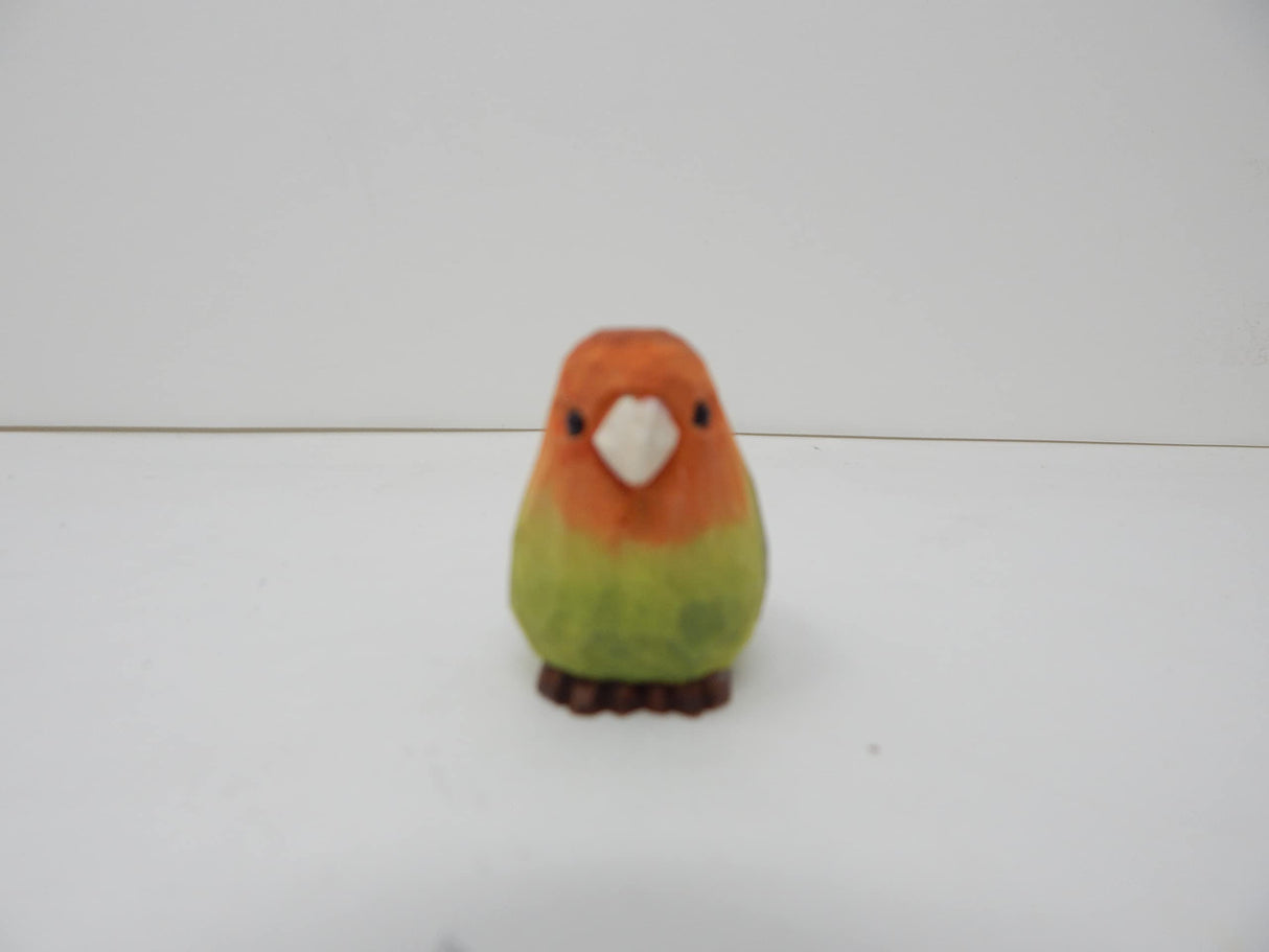 Selsela Lovebird Wood Figurine Parrot Statue Sculpture Ornament Decor Miniature Art Carve Small Animal Selsela