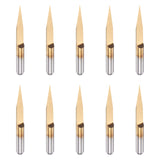 uxcell 10pcs Wood Carving Router Bit, Titanium Coated Solid Carbide CNC Engraving V Groove Bits 1/8" 3.175mm Shank 0.1mm Tip 20 Degree, for Acrylic uxcell