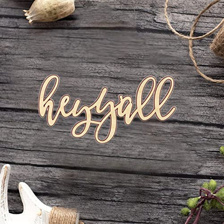 Hey Y'all Wood Craft Unfinished Wooden Cutout Art DIY Wooden Sign Inspirational Wall Plaque Vintage Woodshop Garage Wall Decor for Living Room Arupkeer