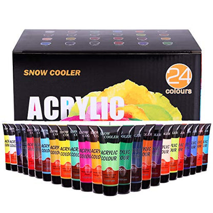 Acrylic Paint Set 24 Colors Acrylic Paints for Painting, Art Craft Paint Gift for Artists Kids Beginners, Pumpkin Canvas Ceramic Rock Painting Kit - WoodArtSupply