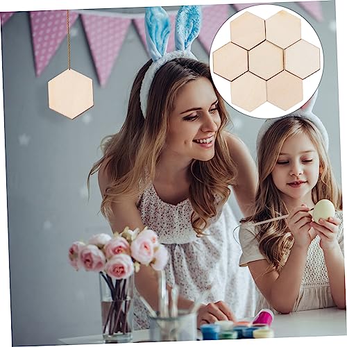 ABOOFAN 100pc Hexagon Wood Slices Unfinished Hexagon Cutouts Blank Wood Hexagon Unfinished Wood Hexagon Cutouts Unfinished Wood Cutout Unfinished ABOOFAN