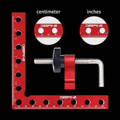 DEEFIINE 90 Degree Positioning Squares Right Angle Clamps 5.5" x 5.5",Aluminum Alloy Woodworking Carpenter L-Type Corner Clamping Tool for Picture - WoodArtSupply