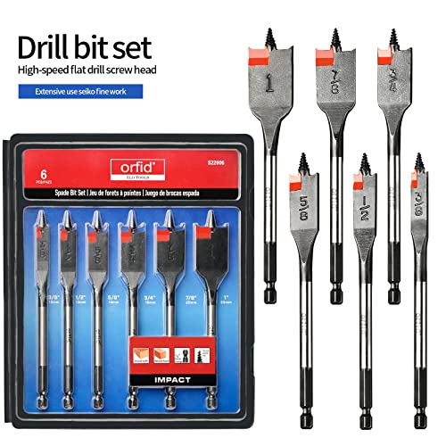 6 pc Standard Spade Bit Drill Bit Set,Threaded Spade Bit with Quick Change Shank for Hole Cutter Woodworking - WoodArtSupply