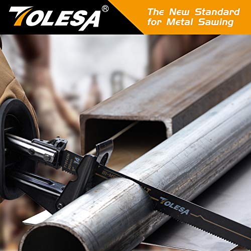 TOLESA Heavy Metal Cutting Reciprocating Saw Blades 9 Inch 14TPI Sawzall Blades for Metal Pipe, Sheet Metal, Rebar, Bi-Metal Sabre Saw Blades Better TOLESA