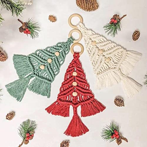 BVCED Christmas Tree DIY Kit,3 Set Christmas Macrame Woven Tree DIY Kit for for Beginners Christmas Tree Ornaments Holiday Wall Hanging Decor BVCED