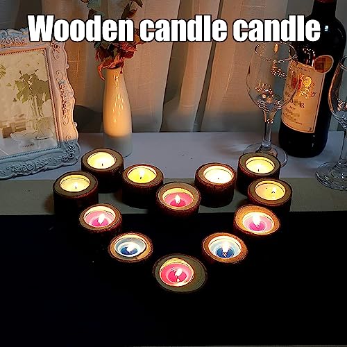 LUNKUIVY 30 Pack Wooden Tealight Candle Holders Wood Votive Candle Holders for Home Wedding Halloween Christmas Party and Festival Decoration LUNKUIVY